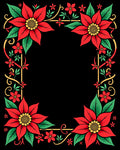 Red Poinsettia Floral Frame Rug