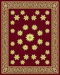 Maroon Golden Floral Medallion Borders Rug