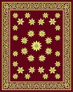 Maroon Golden Floral Medallion Borders Rug