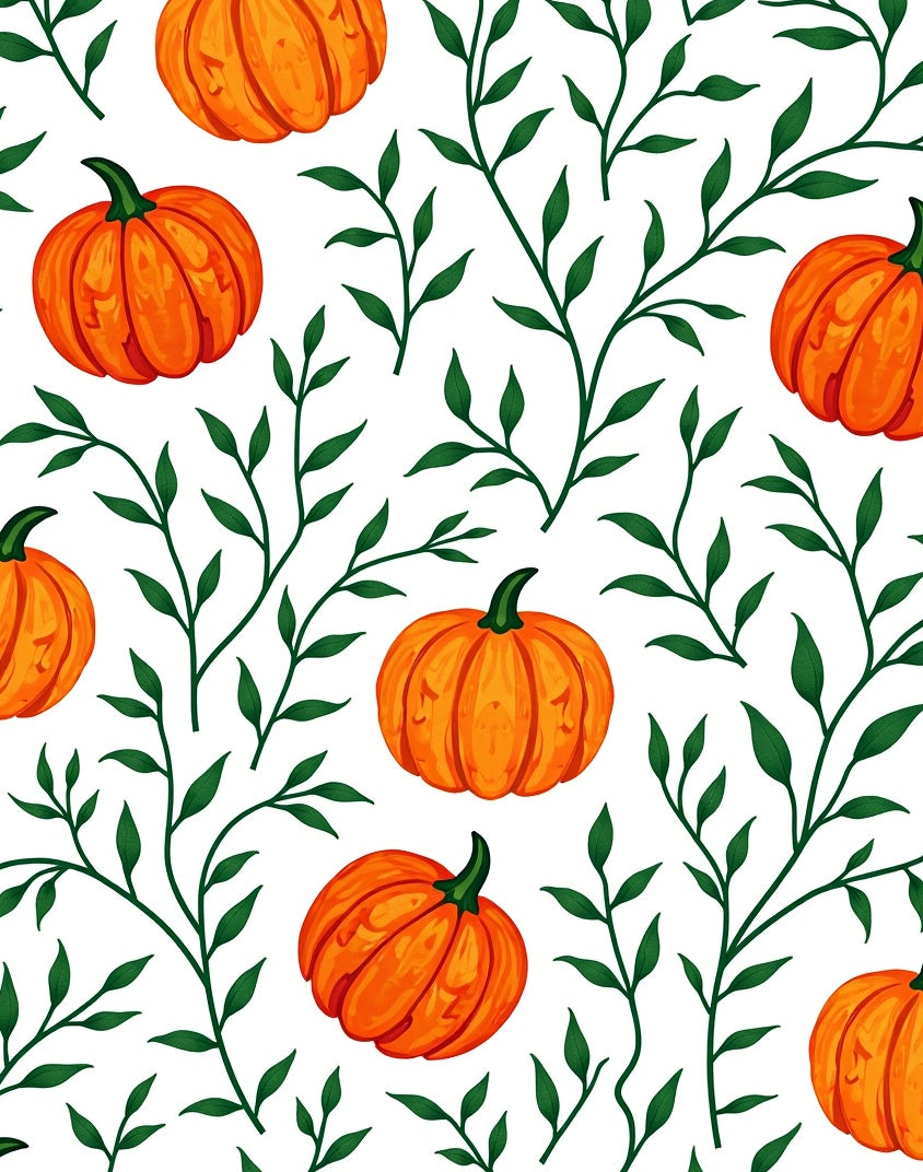 Orange Pumpkin Vine Pattern Rug