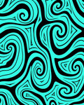 Vibrant Teal Tribal Swirl Rug