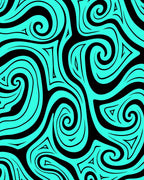 Vibrant Teal Tribal Swirl Rug