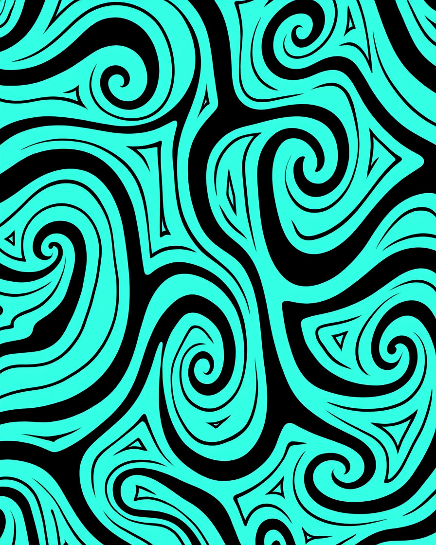 Vibrant Teal Tribal Swirl Rug