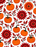 Autumn Pumpkin Floral Leaf Medley Rug