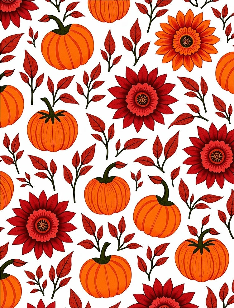 Autumn Pumpkin Floral Leaf Medley Rug