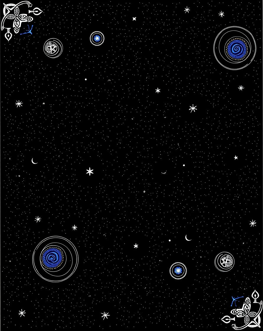 Cosmic Dark Blue Starry Night Rug
