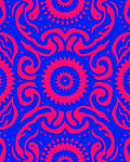 Vibrant Blue Crimson Floral Swirl Rug