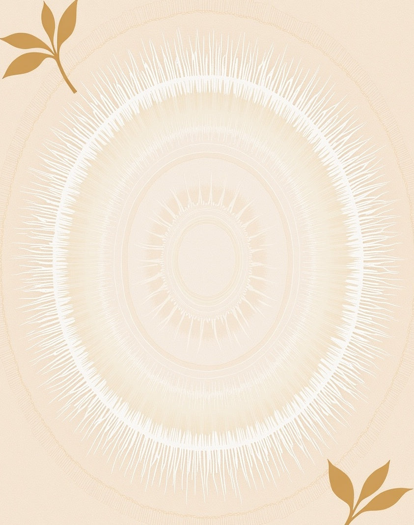 Golden Sunburst Medallion Beige Rug