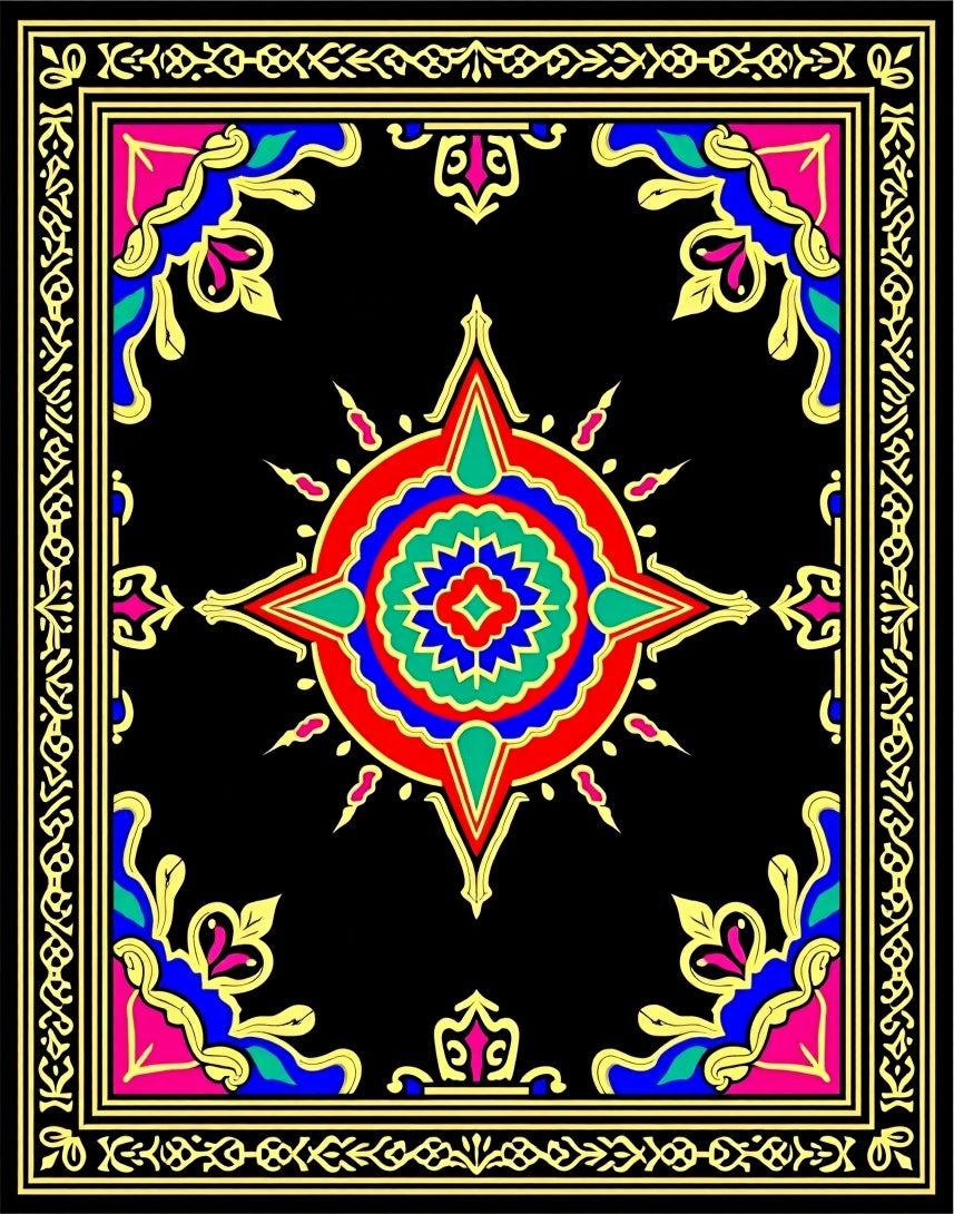 Bold Geometric Starburst Medallion Rug
