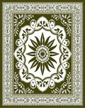 Olive Green Floral Sunburst Medallion Rug