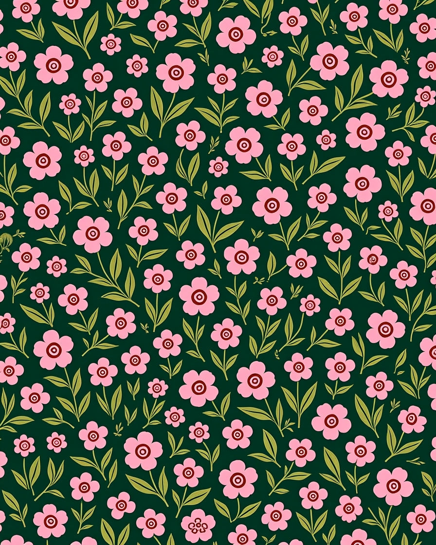 Dainty Pink Floral Garden Rug