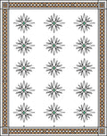 Geometric Green Starburst Border Rug