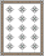 Geometric Green Starburst Border Rug