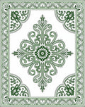 Emerald Green Floral Scroll Medallion Rug