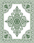 Emerald Green Floral Scroll Medallion Rug