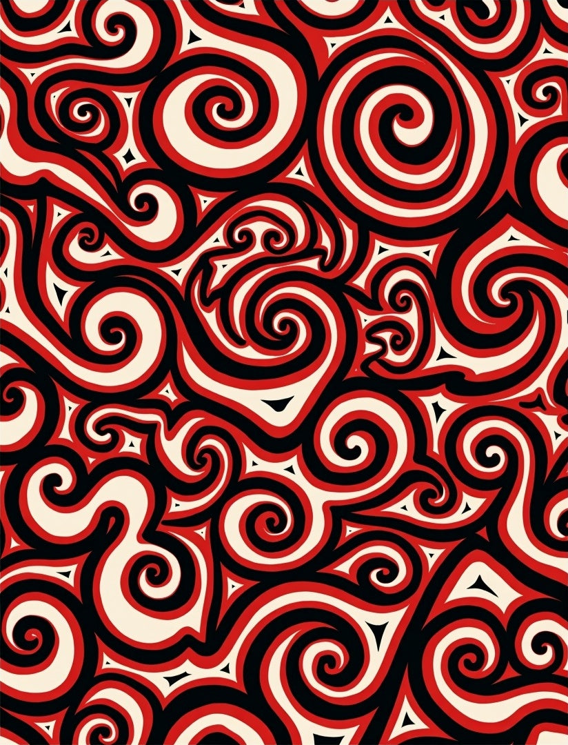 Bold Red Swirls Abstract Art Rug
