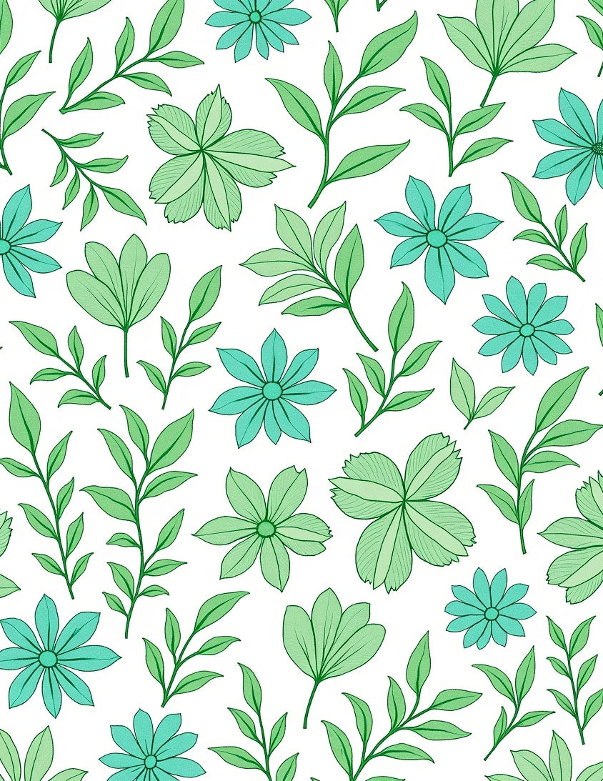 Verdant Green Floral Leafy Branches Rug