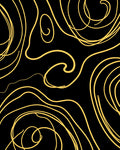 Golden Swirls on Black Canvas Rug
