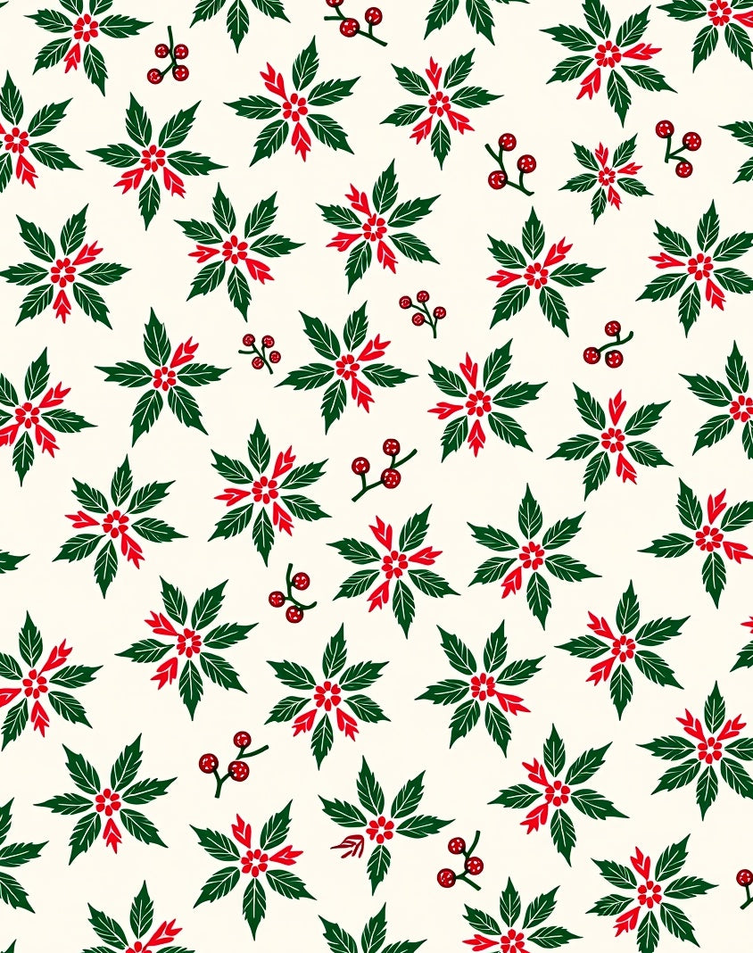 Festive Red Green Poinsettia Cluster Rug