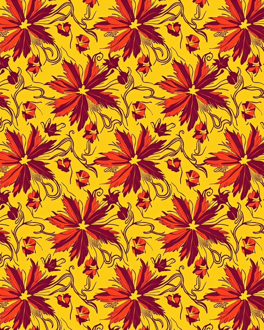 Vibrant Crimson Floral Swirl Garden Rug