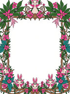 Whimsical Pink Fairy Garden Border Rug