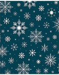 White Snowflakes on Dark Teal Rug