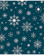 White Snowflakes on Dark Teal Rug