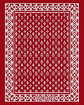 Crimson White Floral Bordered Rug