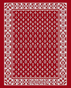 Crimson White Floral Bordered Rug