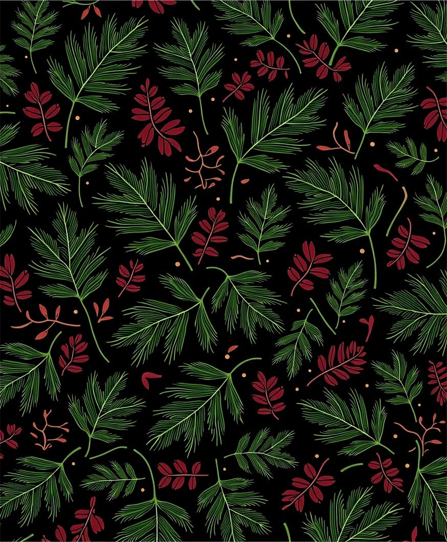 Evergreen Red Leaf Botanical Scatter Rug