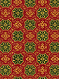 Deep Red Floral Medallion Yellow Background Rug