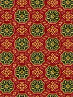 Deep Red Floral Medallion Yellow Background Rug