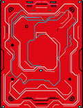 Crimson Circuit Board Geometric Lines Rug