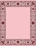 Maroon Floral Scrollwork Border Rug