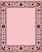 Maroon Floral Scrollwork Border Rug