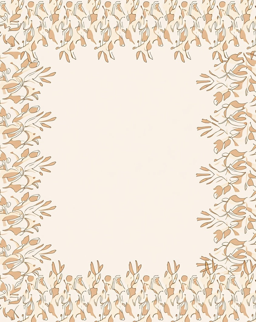 Neutral Cream Floral Border Rug