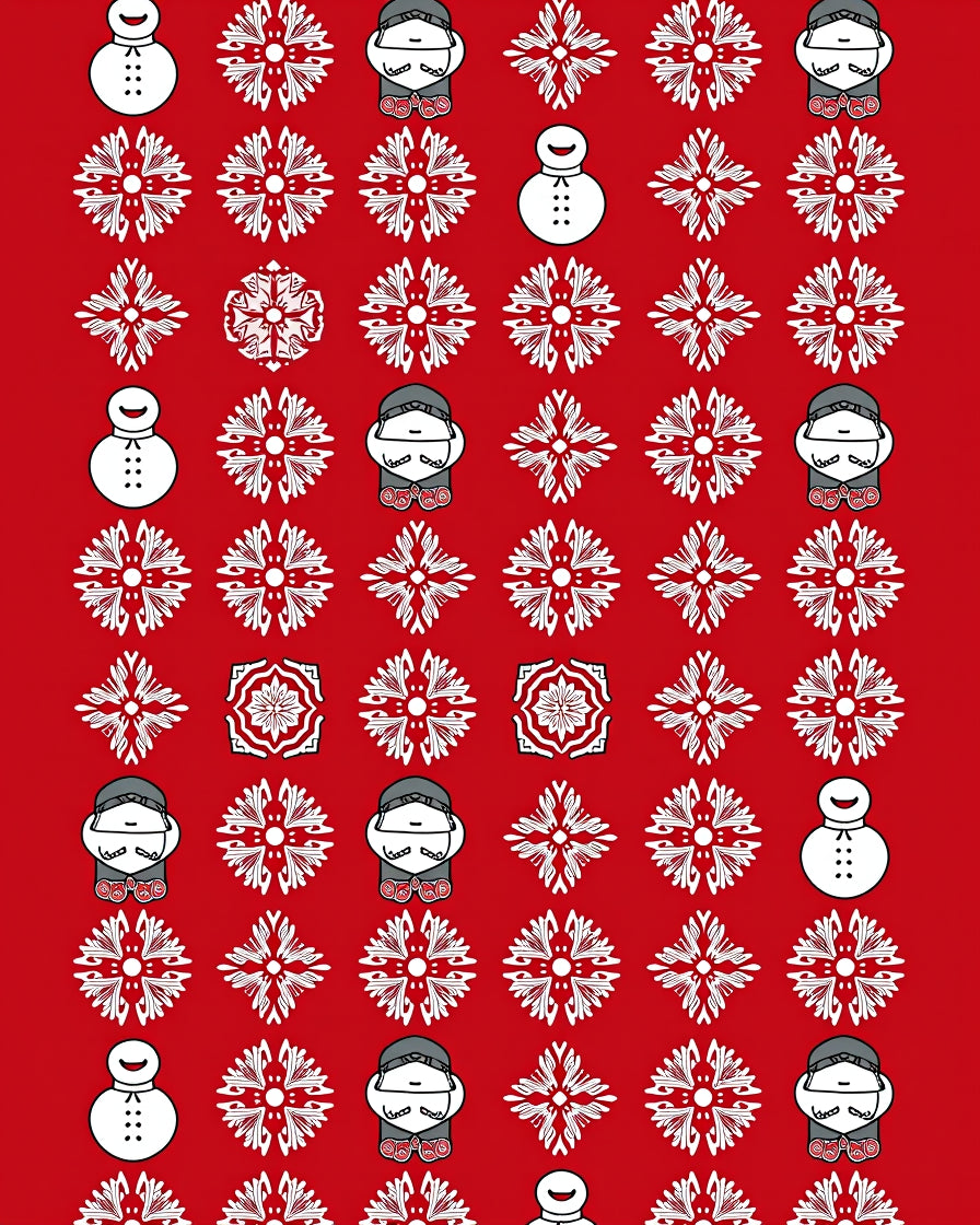 Christmas Snowmen Snowflake Pattern Rug