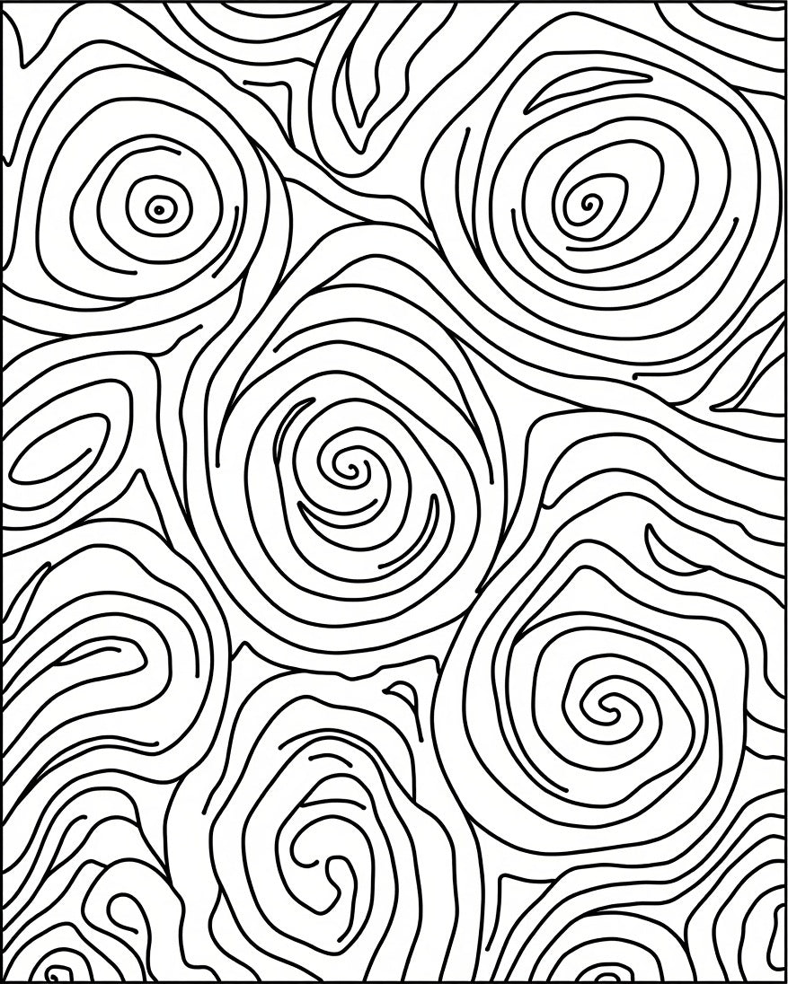 Abstract Black Swirl Line Art Rug