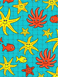 Playful Yellow Starfish Red Octopi Teal Rug