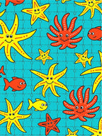 Playful Yellow Starfish Red Octopi Teal Rug
