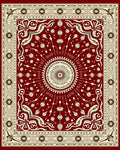 Deep Red Floral Sunburst Medallion Rug