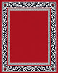 Crimson Red Black White Scroll Border Rug
