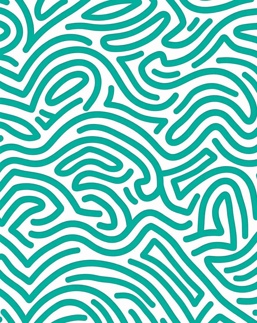 Aqua Modern Wavy Lines Rug