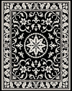 Black Ivory Ornate Floral Medallion Rug