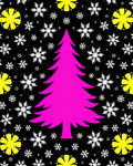 Bright Pink Christmas Tree Snowflakes Rug