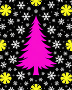 Bright Pink Christmas Tree Snowflakes Rug