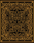 Ornate Golden Scrollwork Intricate Square Rug