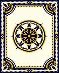 Nautical Navy Gold Compass Rose Rug