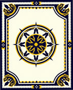 Nautical Navy Gold Compass Rose Rug