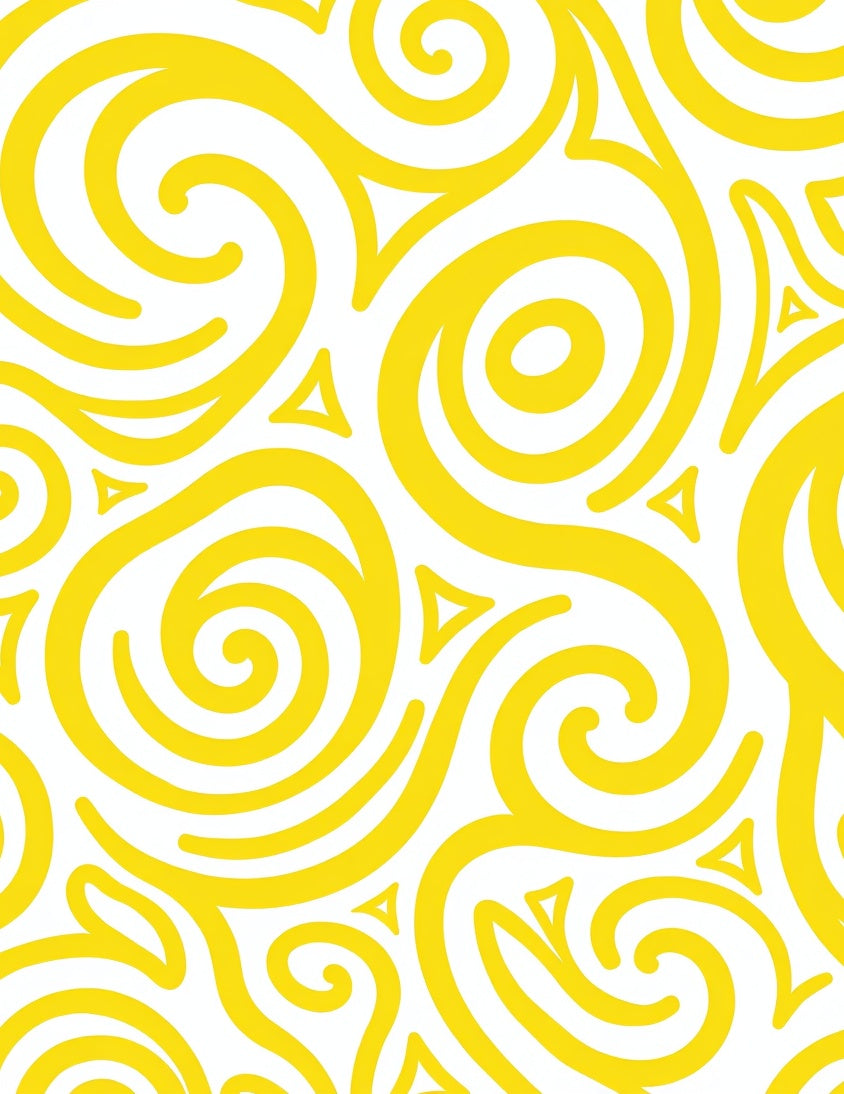 Bright Yellow Swirls Abstract Art Rug